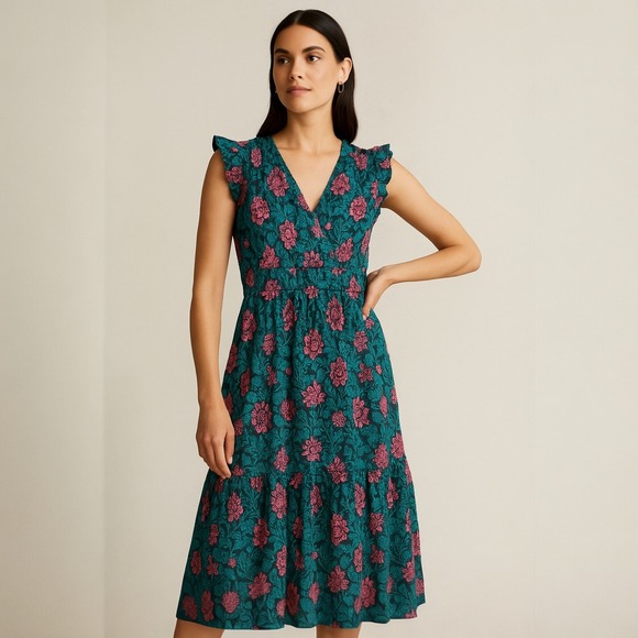 Anthropologie Dresses & Skirts - Anthropologie Women The Peregrine Floral Midi Dress Blue L Boho Cottagecore NWOT